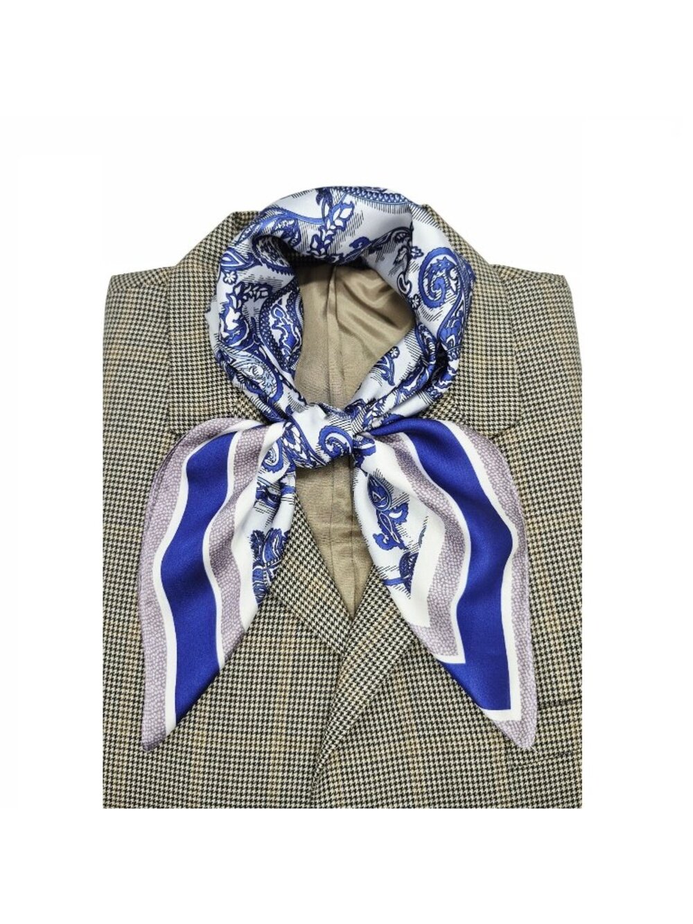 ✨Luxury Elegant Women Square Silky Soft Scarf Head Top hijab Blue Floral Paisley - Picture 1 of 6